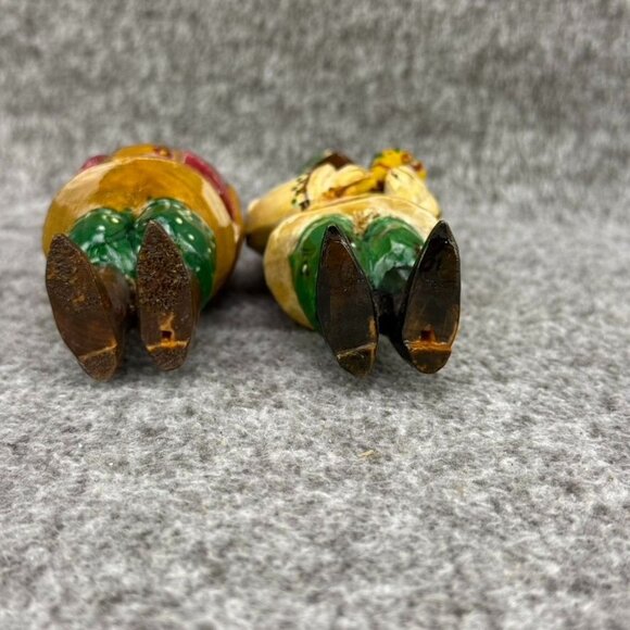 ✅2- VTG Hand-Painted Hand-Carved Russian Folk Art Wooden Christmas Ornaments - Picture 7 of 8